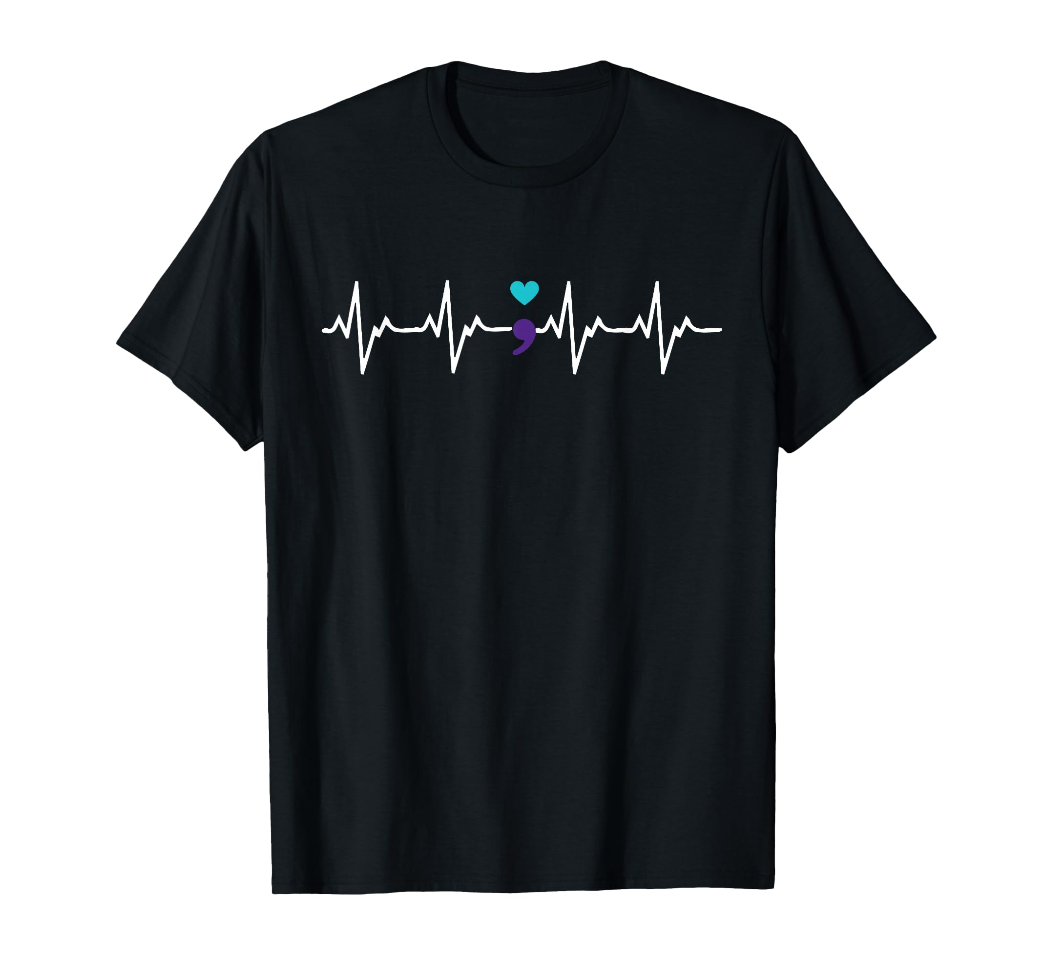 Heartbeat Semicolon Gift Suicide Prevention Awareness T-Shirt Small