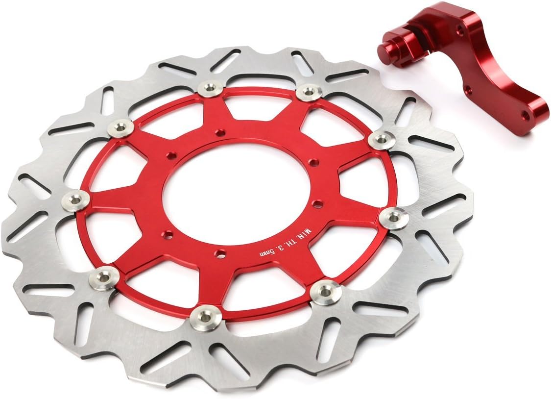 Motorcycle 320mm Brake Disc Rotor With Bracket Adapter for Honda CR125 CR250 CRF250 CRF450 Supermoto (Red)