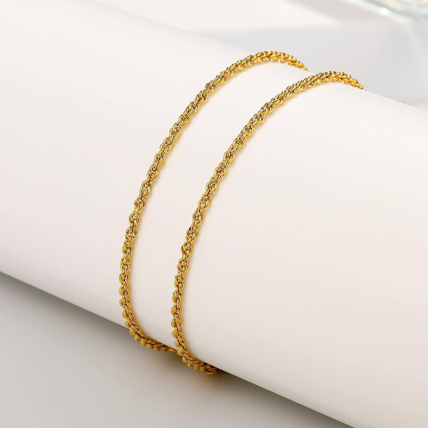 BRIJEWNES 925 Sterling Silver Clasp 2/2.5/3mm Gold | Silver Rope Chain Bracelets for Men Women Solid Diamond Cut Rope Chain Mens Bracelet Chain Bracelets for Men Jewelry Men Gifts - Image 6