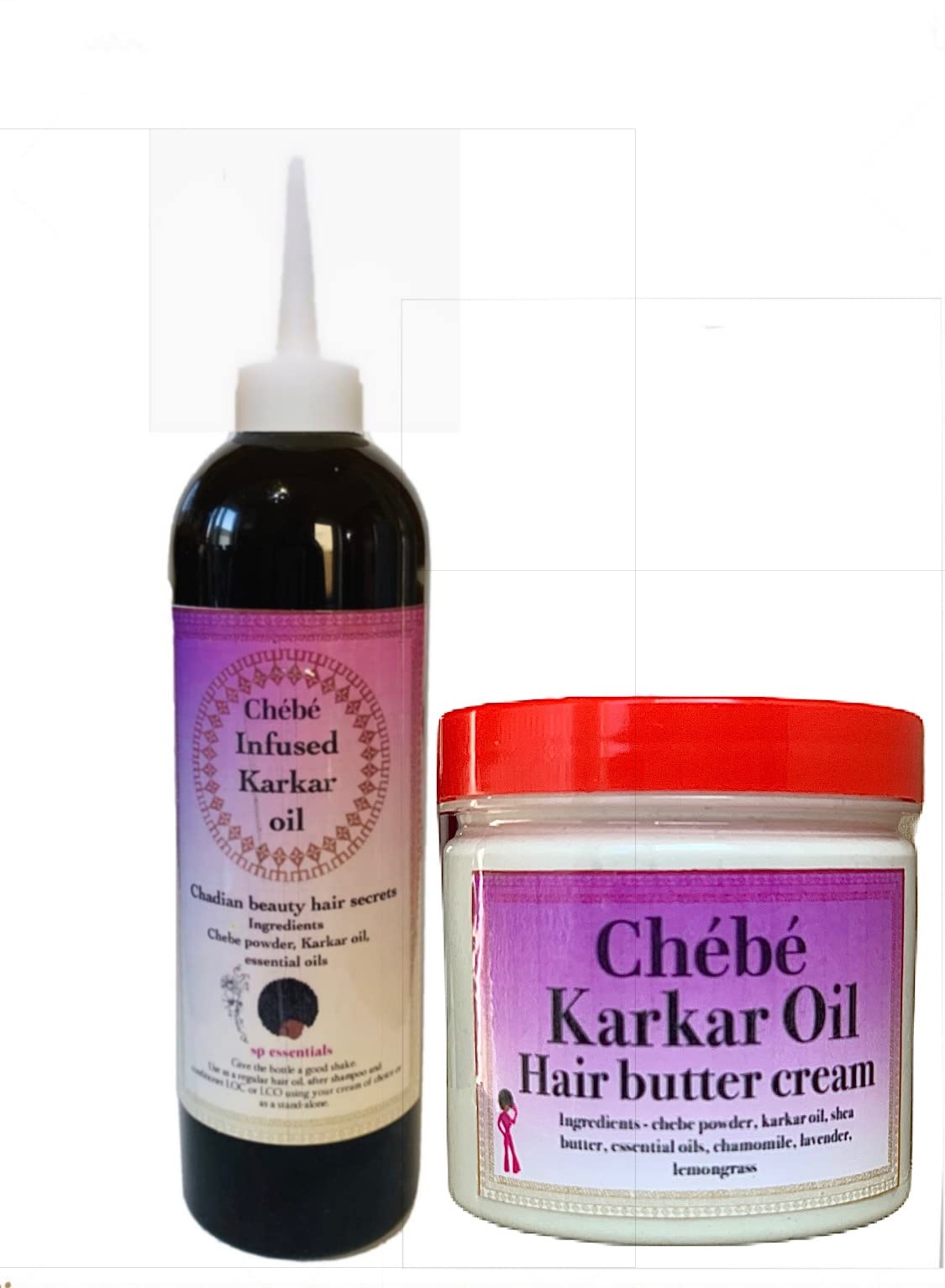 Chebe Karkar Hair Oil & Butter Duo, Retain New Growth, Reduce Shedding, Moisturizing, No Parabens or Sulphate, Hair Cream for All Hair Types