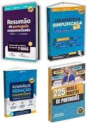 Coletânea 4 Livros Português Resumão Redação Gramática e 225 Dicas Guia Completo ENEM e Concursos