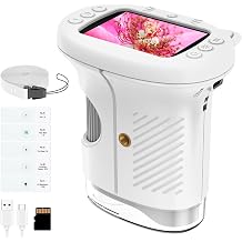 BEBANG Kids Handheld Digital Microscope with 2.4" 4K Screen, Rechargeable Mini Pocket Miniscope Portable Magnifying Glass for Coin Jewelry Edu Science Kit STEM Toy Gift for Boys Girls Age 5-13 White
