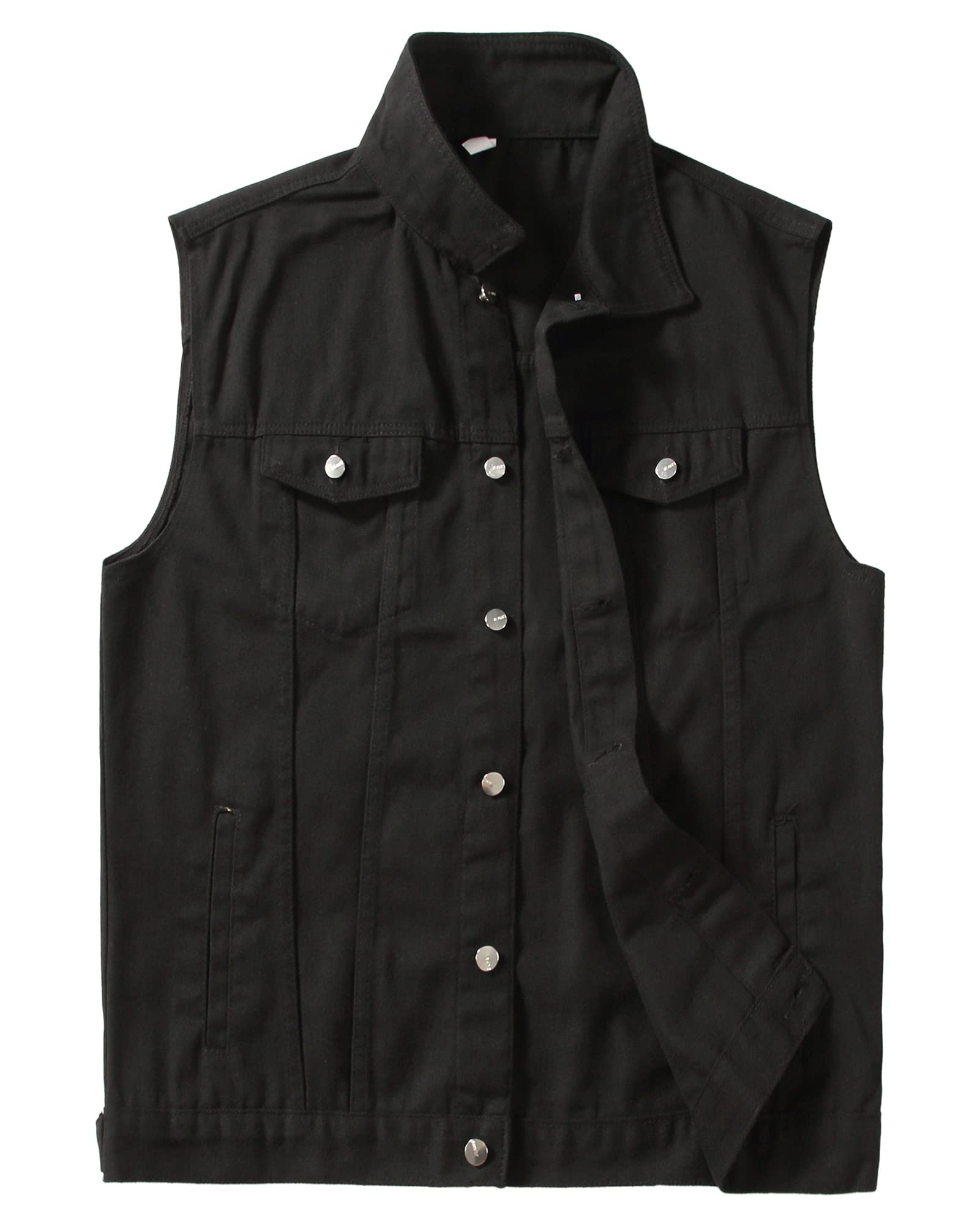 PRIJOUHE Denim Vest Men Plus Size Motorcycle Jean Vest Sleeveless Jacket