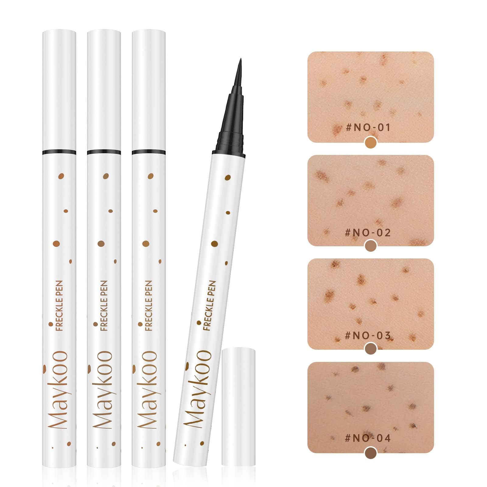 4 Colors Freckle Pen Set, MAYKOO Freckle Makeup Pen Waterproof, Quick Dry Fake Freckles Tool - Image 2