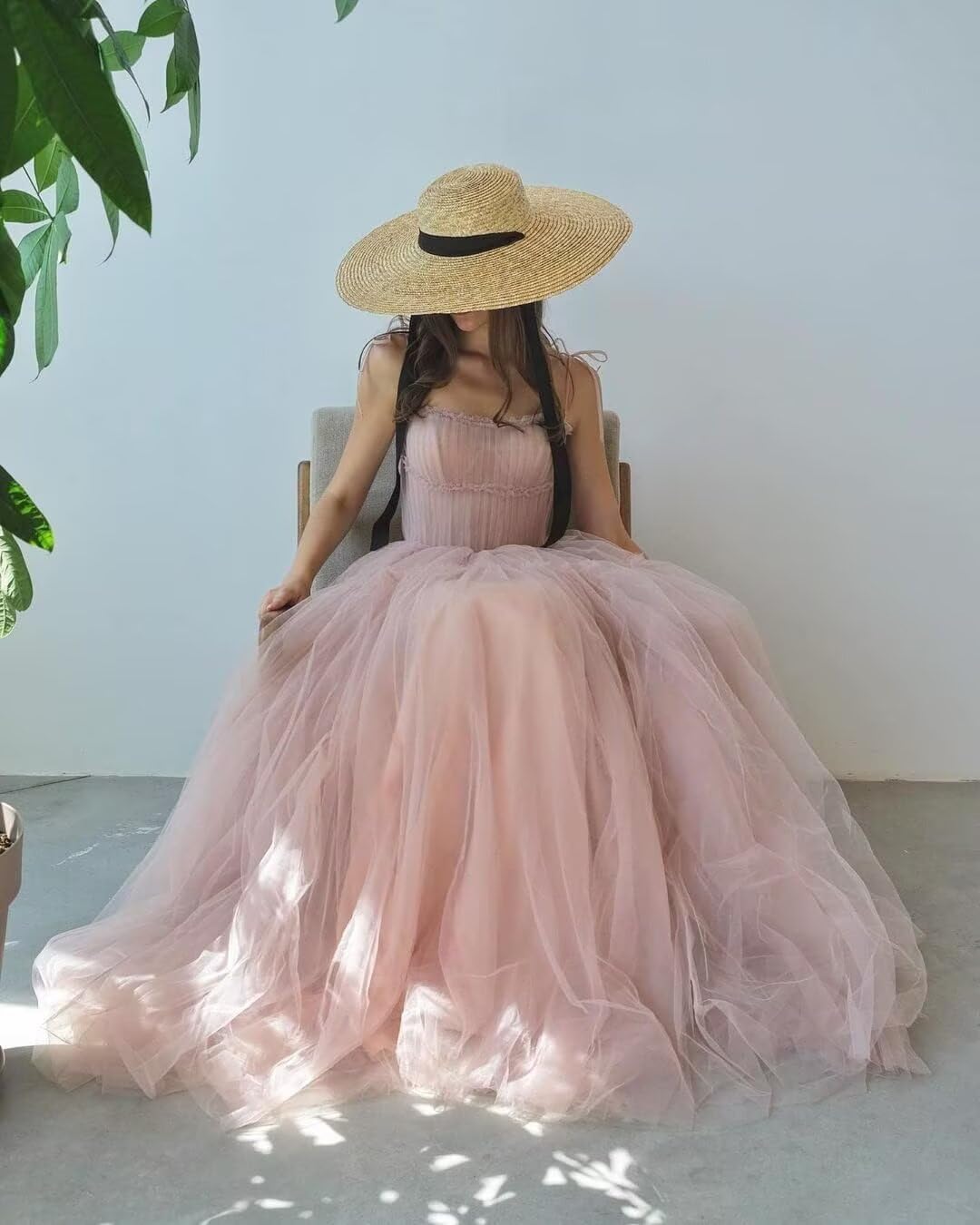 Zepumen Tulle Prom Dress Spaghetti Straps Bridesmaid Dresses Long A Line Foraml Evening Party Gown