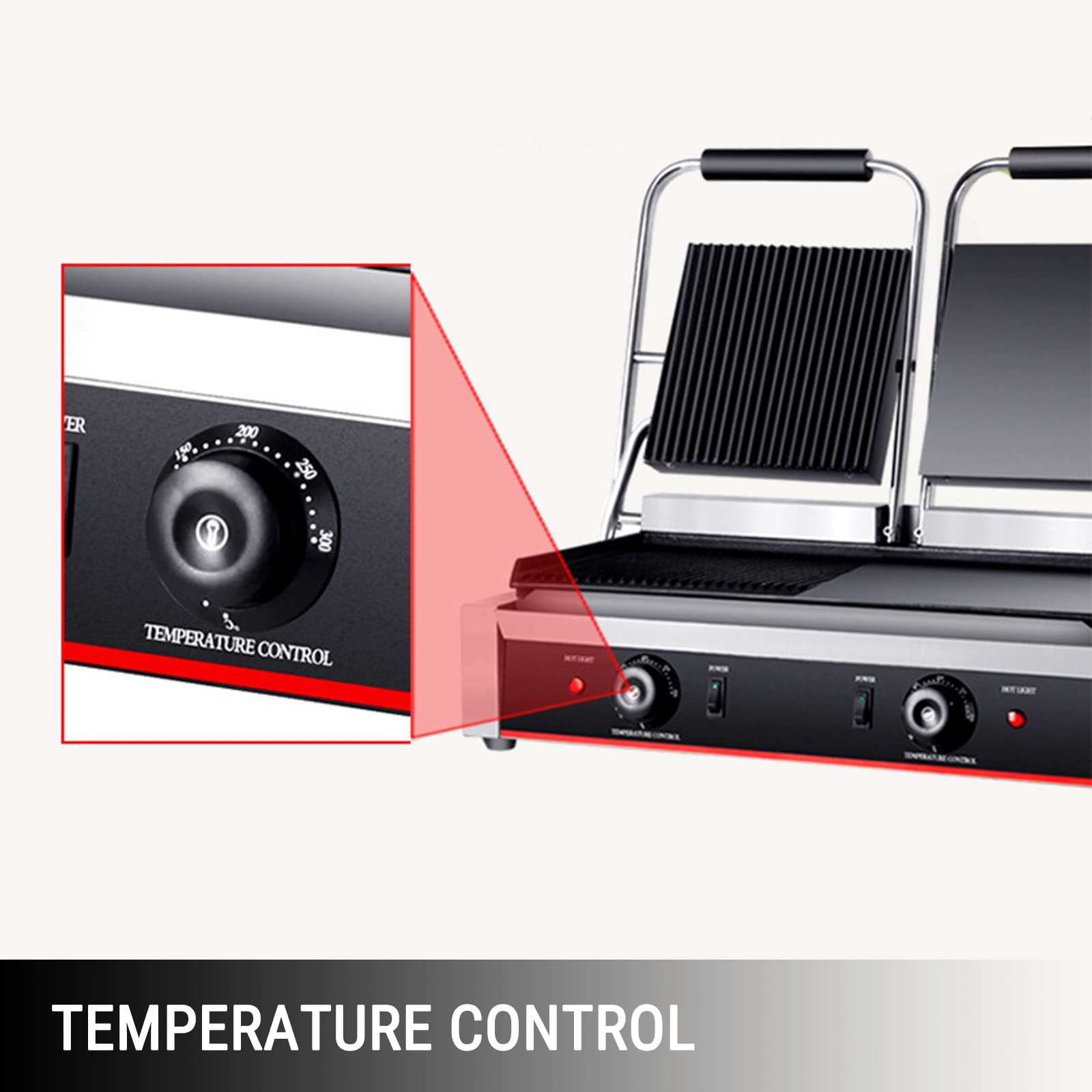 AIZYR Griglia per Panini Professionale in Acciaio Inossidabile Tostapane Elettrico per Panini con Doppio Controllo della Temperatura 122-572℉ per Hamburger Sandwich Steaks
