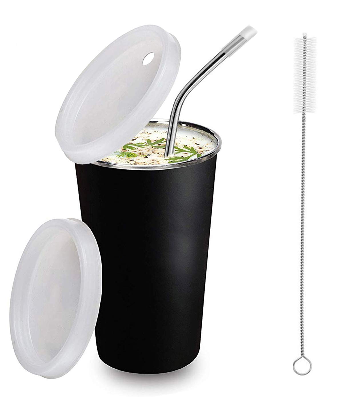 PARABRAHMA Stainless Steel Sipper for Kids with Straw Glass for Kids Milk Tumbler with Straw and Lid Sippy Cup with Gum Protection for Kids Straw and 1 Cleaning Brush (300 ml, 1-4 Years (Black)-image-21