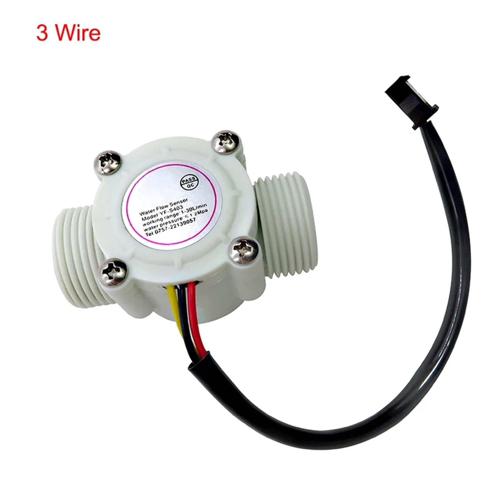 Sensor de flujo de agua DN20, 1,75 MPa, sensor, máquina expendedora de agua automática, caudalímetro de turbina, CC 5-18 V, con inducción de temperatura(3 Wire)