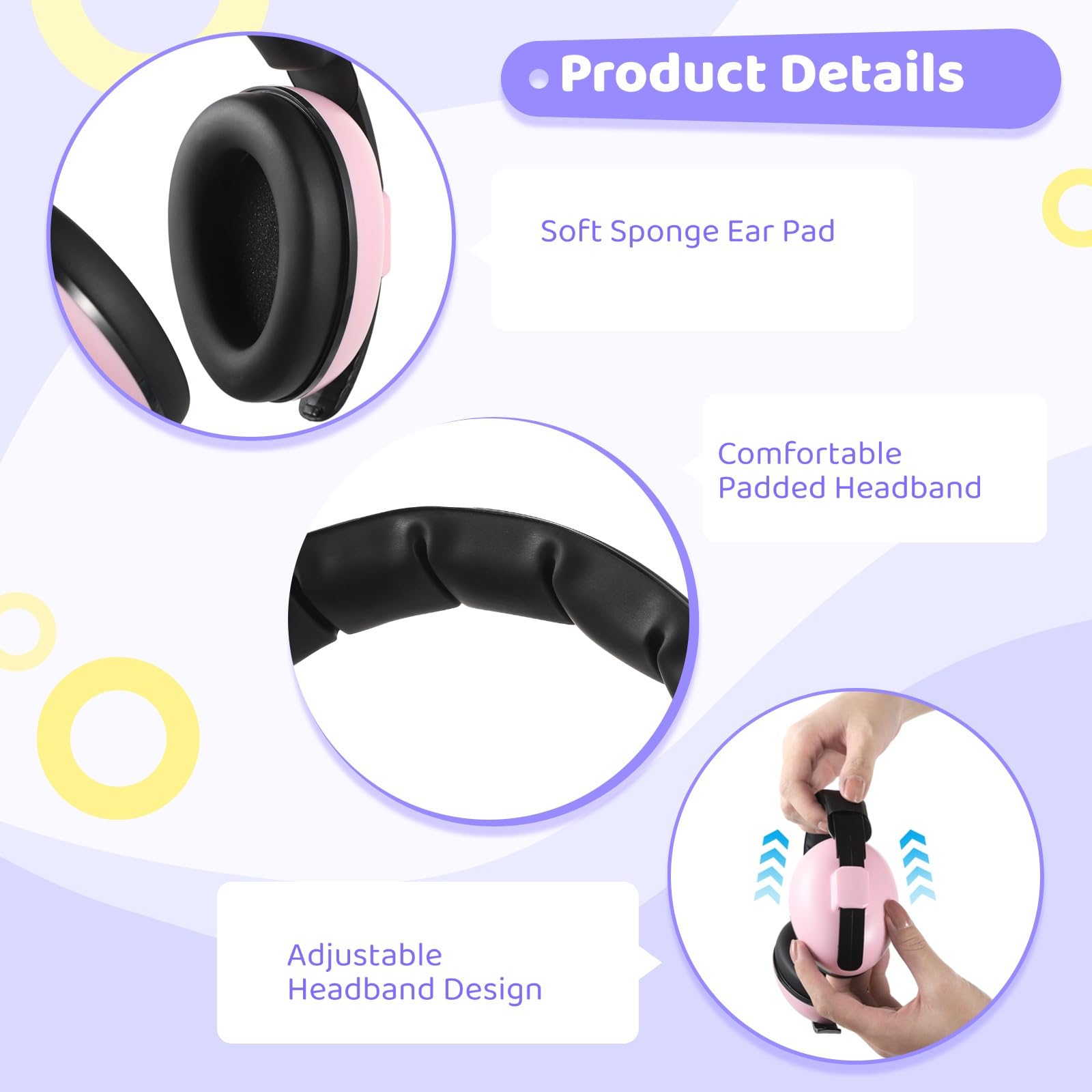 12 orejeras con cancelación de ruido para los más pequeños, auriculares de protección auditiva, diadema ajustable, cojines de esponja suave, uso en viajes y estudio de sueño