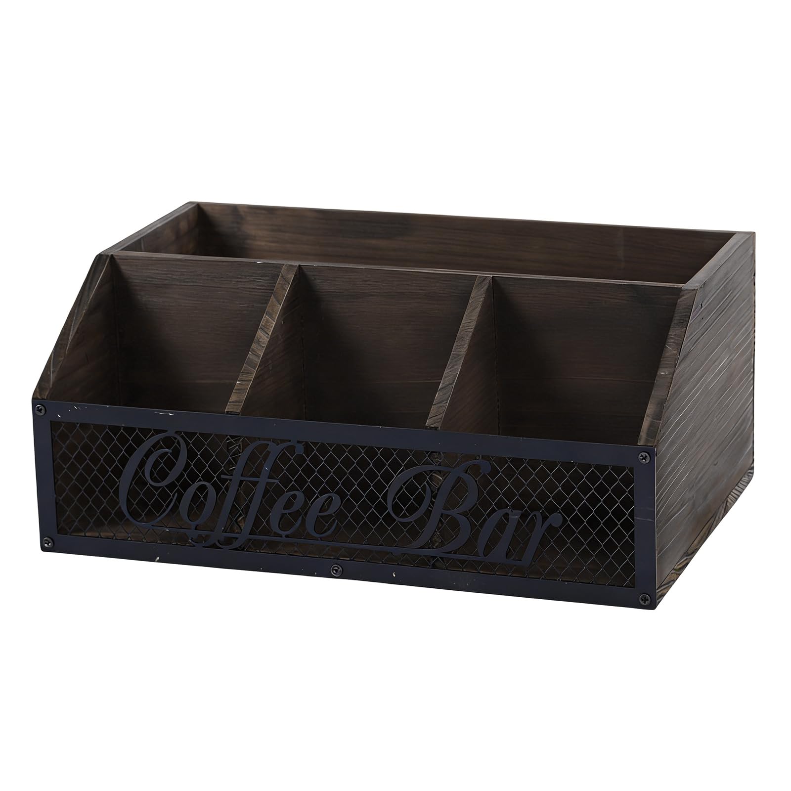 ZEPFJHE Industrial Coffee Station Featuring Adjustable Dividers for Pods Mugs and Tea Bags Kitchen Counter Storage Shelf Componentized Kitchen Planner
