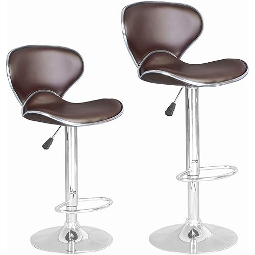 BestOffice Bar Stools Set of 2, Counter Height Adjustable Bar Stools with Back Bar Stool PU Leather Swivel Bar Stool Kitchen Counter Bar Stools Dining Chairs
