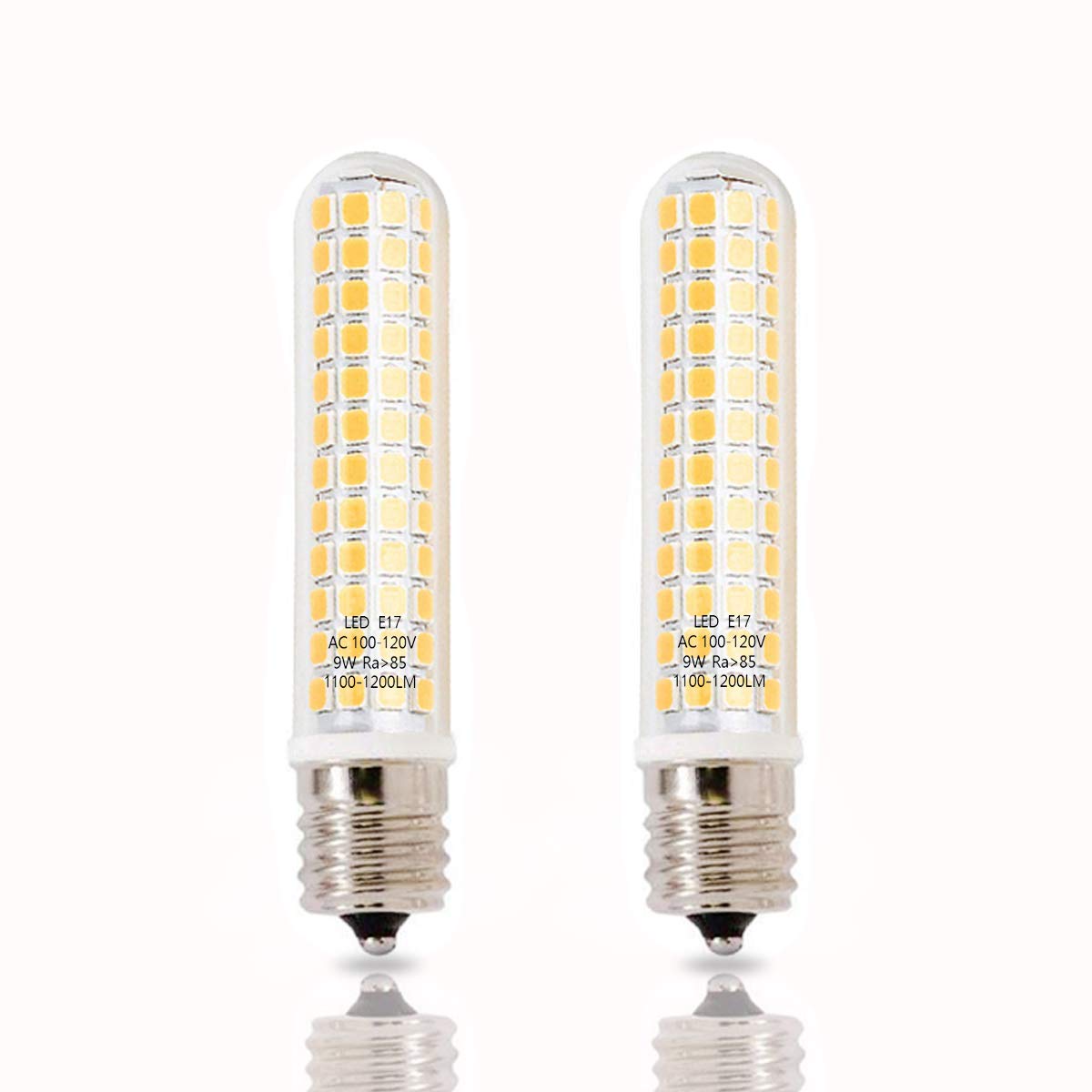 最新のE17 LED電球, 9W, 1200LM, 可調光対応, E17 口金, 100Wハロゲンランプ相当,125PCS*2835SMD,AC110V-130V,電球色3000K,全方向広配光 （2個入り)