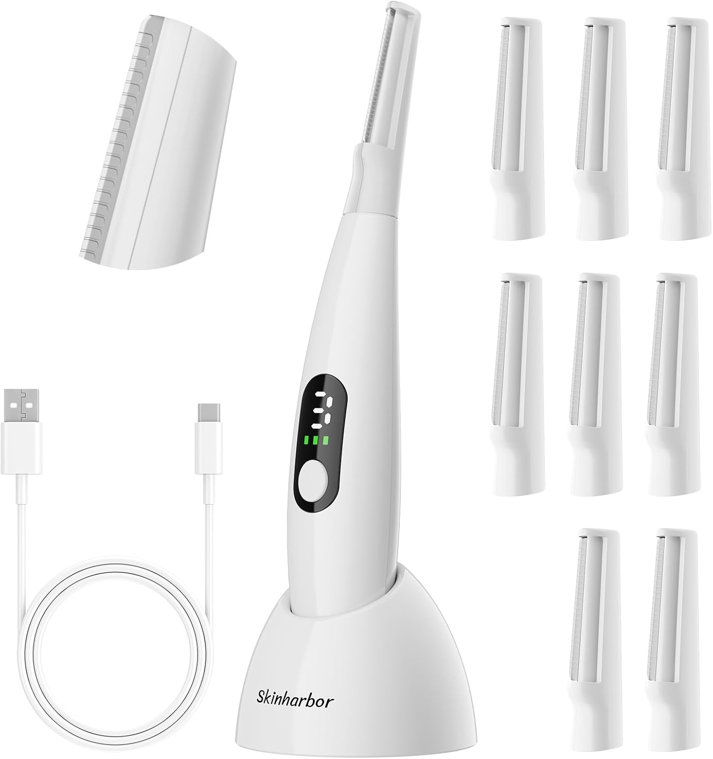 Sonic Dermaplane Razor for Women Face,Women’S Facial Exfoliation & Peach Fuzz Hair Removal System,Anti-Aging–3 Speeds–8 Dermaplaning Blades–Rechargeable,Sonic Dermaplaning Tool