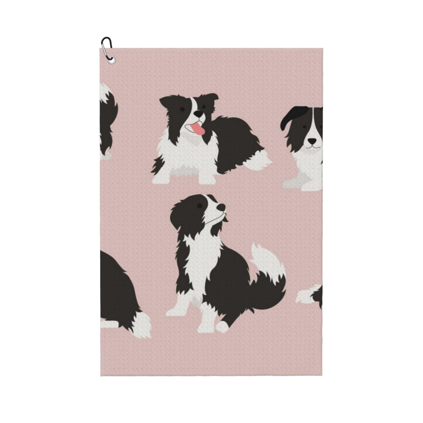 Hnnkloy Border Collie Dog, 16x24 in Portable Waffle Golf Towels with Carabiner Clip for Golf Bag