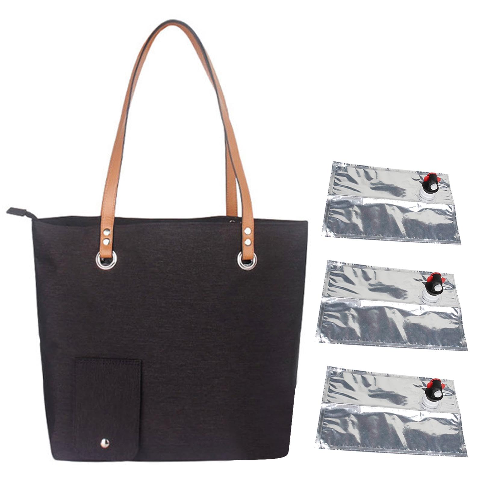 Shitafe Wine Tote Bag with Drink Dispenser | Picnic Tote with Wine Bladder Bag | Functional Grocery Bags | Portable W-ine Dispensing T-ote for Travel, Picnic, Sport Event, Beach Gift for W-ine Lovers