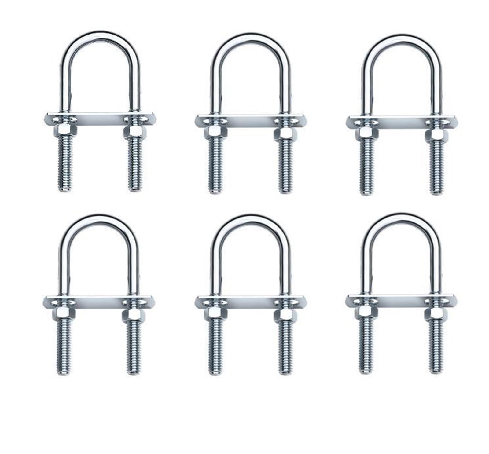 Bulloni A U 6PCS M6m8m12 Versatili bulloni a U in acciaio al carbonio zincato a forma di Morsetto for tubi con deflettore a cavallo del cerchio(M10X24X63)
