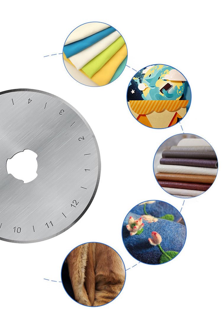 Rotary Cutter Lame Ricambio,Lame di Ricambio per TaglierinaRotante 45mm Lama Rotonda,12 pezzi lama di Ricambio per Taglierina Rotante, per Quilting Carta Tessuto Scrapbooking Cucito