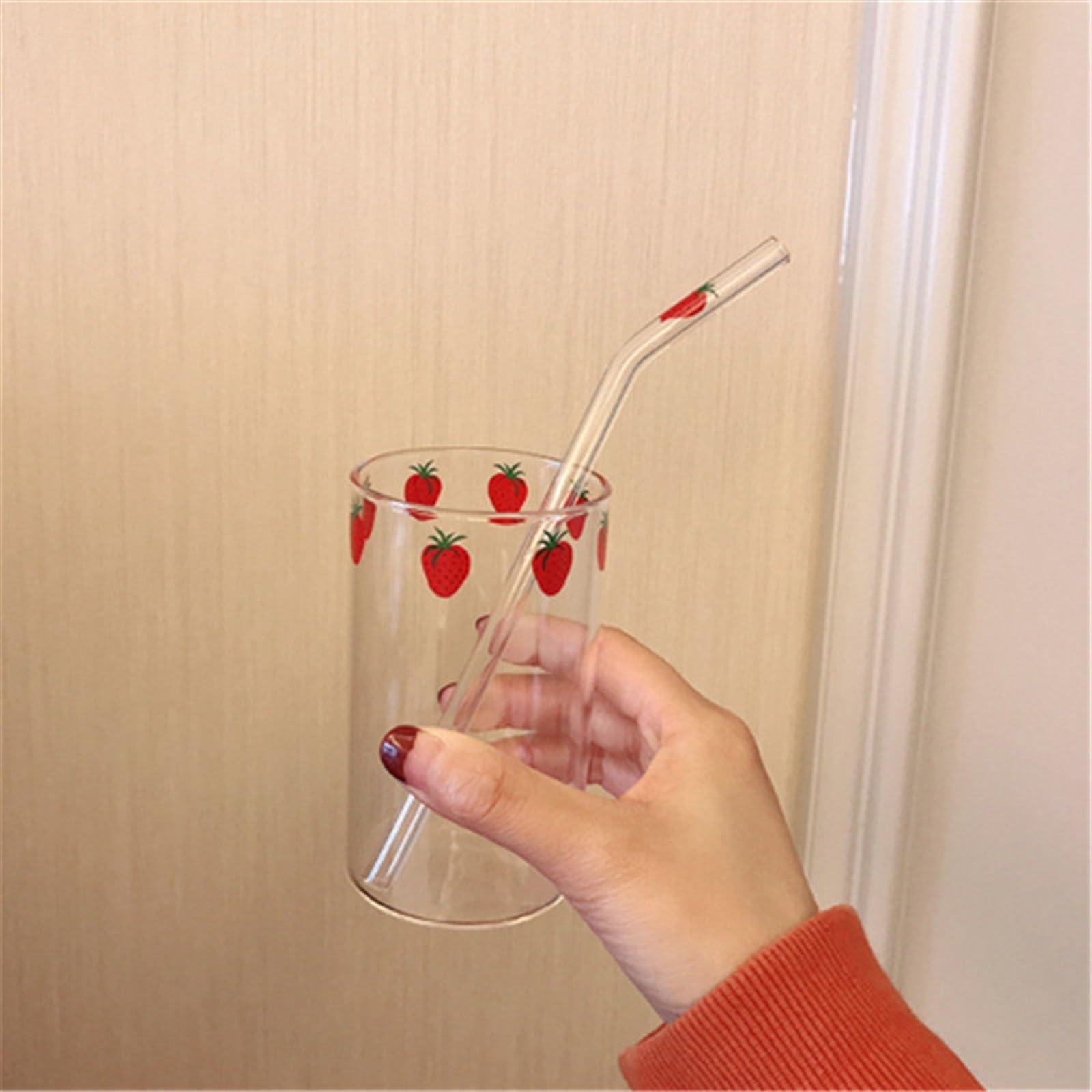 Tazze Bicchieri Fragola caffè Latte Acqua Bicchieri Trasparenti Carini Regali per Ragazza Signora caffè tè