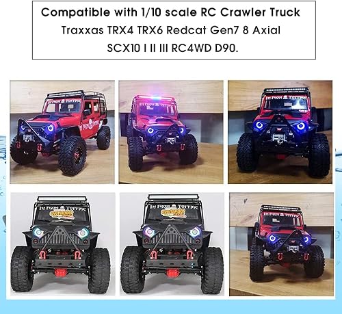 Miniatura 2 de GLOBACT Faros delanteros RC Light RC Angel Eyes con 12 modos para escala 1/10 TRX-4 Axial Scx10 RC4WD D90 RC Crawler Truck Accesorios