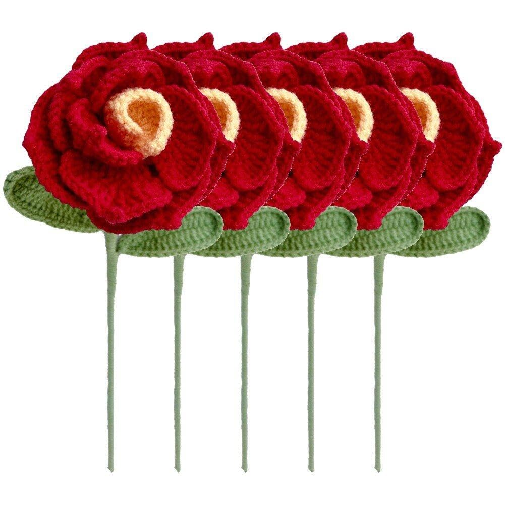 Bouquet de fleurs artificielles tricotées main pour décoration de mariage chic