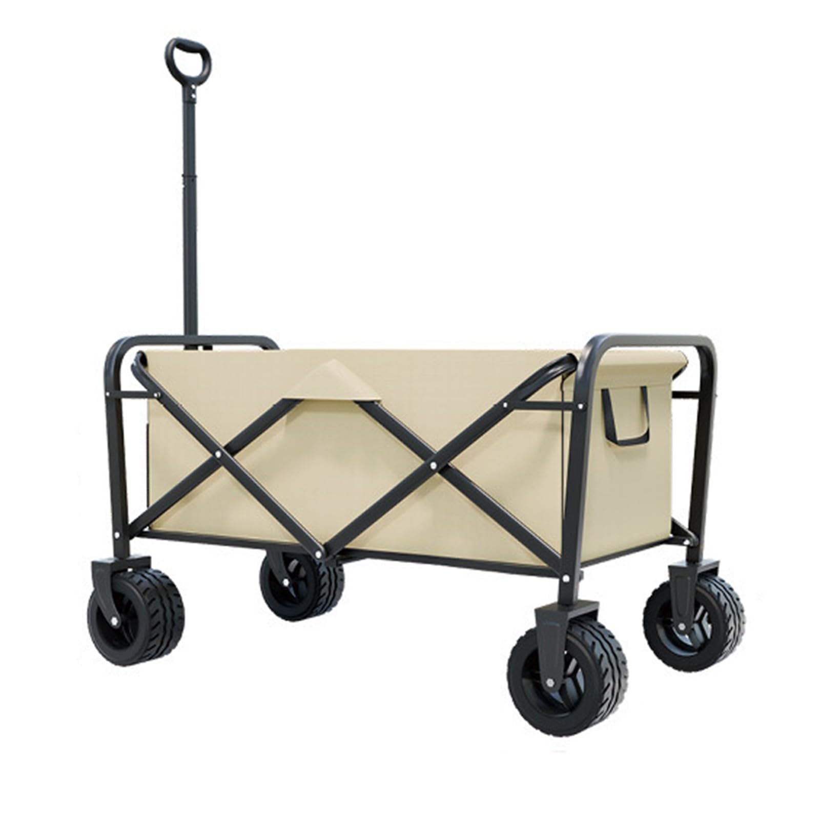 Carrello da Spiaggia Pieghevole Carrello da Giardino Portatutto con Ruote per Ogni Tipo di Terreno Braccioli Regolabili Ruote Rimovibili e Sacchetti per Tazze per Campeggio C