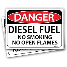 2 PACK- 10 x 7 Danger Diesel Fuel No Smoking No Open Flames Sign, OSHA Diesel Fuel Stickers and Decals for Fuel Tank and Storage Tank, nfpa Diesel Fuel 1-2-0 sign 704 decals.