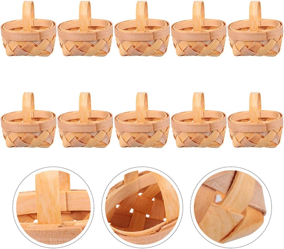GANAZONO Flower Girl Basket 10 Pack Mini Woven Baskets for Decorations