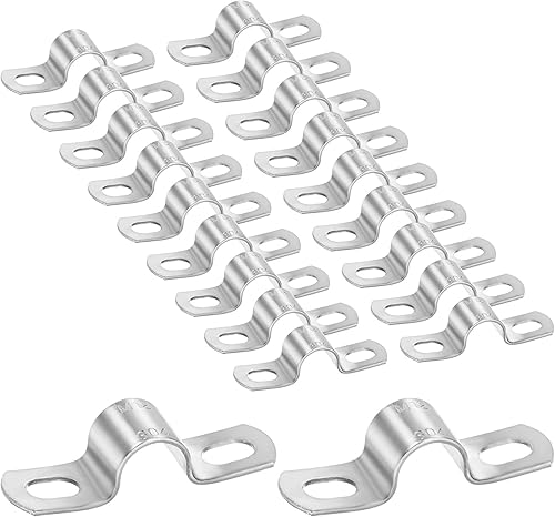 Miniatura 46 de Paquete de 10 abrazaderas de conducto, correa rígida de tubo de acero inoxidable 304 de 1-3/4 pulgadas M45 U con 2 agujeros