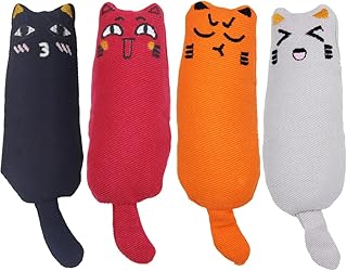4Pcs Catnip Toys, Cat Chew Catnip Toys for Cats, Catnip Filled Cartoon Cat Teething Chew Toy