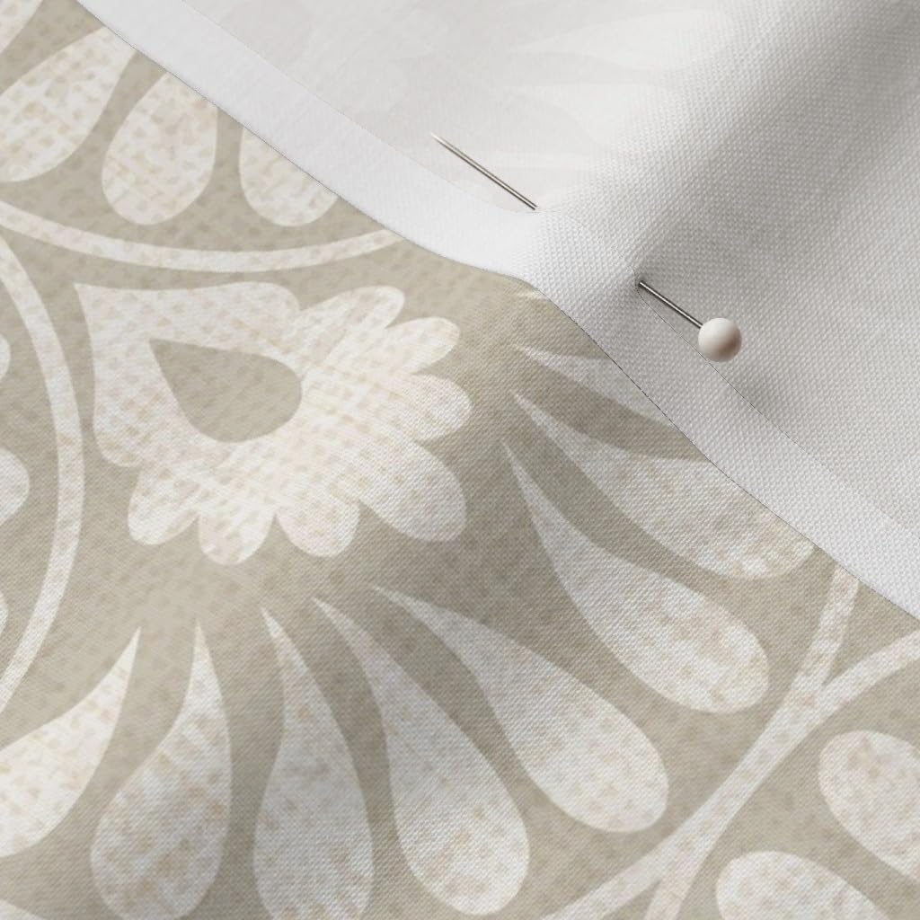 Spoonflower Fabric - Scallop Abstract Traditional Farmhouse Natural Neutral Cottagecore Printed on Petal Cotton Fabric Fat Quarter - Sewing Quilting Apparel Crafts Decor
