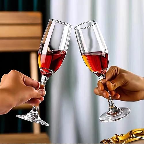 Miniatura 5 de Copas de champán transparentes de 6 onzas, juego de 14 copas de champán con tallo elegante, copas de vino espumoso para cumpleaños, fiestas, bodas
