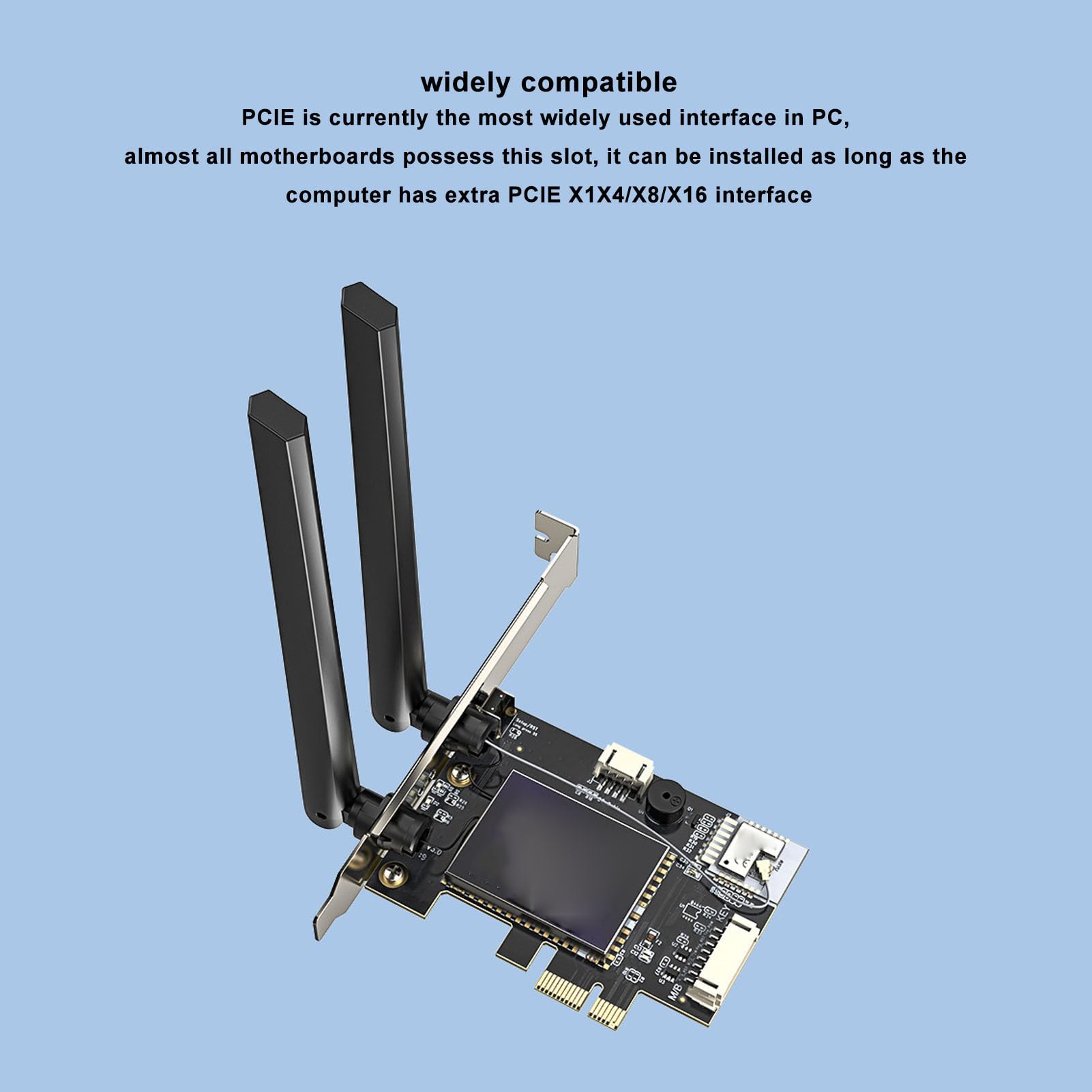 Carte WiFi PCIe, Double Bande 2,4g 5G Blue Tooth 4.2 Contrôle de l'application avec des Antennes 6DBI pour Les PC de Bureau