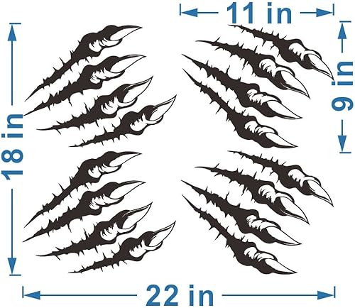 Miniatura 2 de Calcomanías de pared de garra de monstruo, juego de 4 calcomanías de PVC extraíbles para habitación de niños con diseño de rayas de dinosaurio y