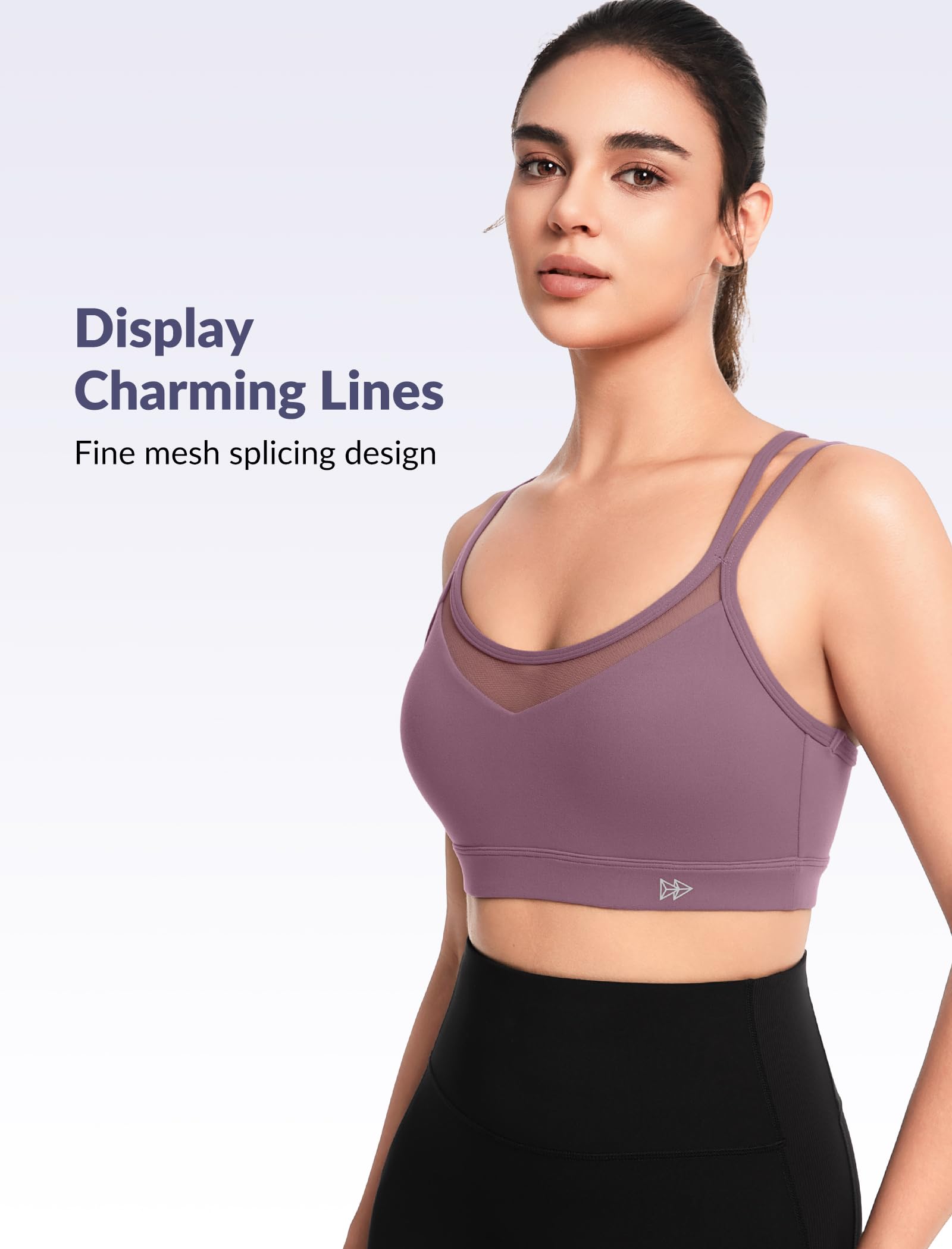 Yvette Soutien-gorge de sport léger série Cloud pour femme style épissure en maille