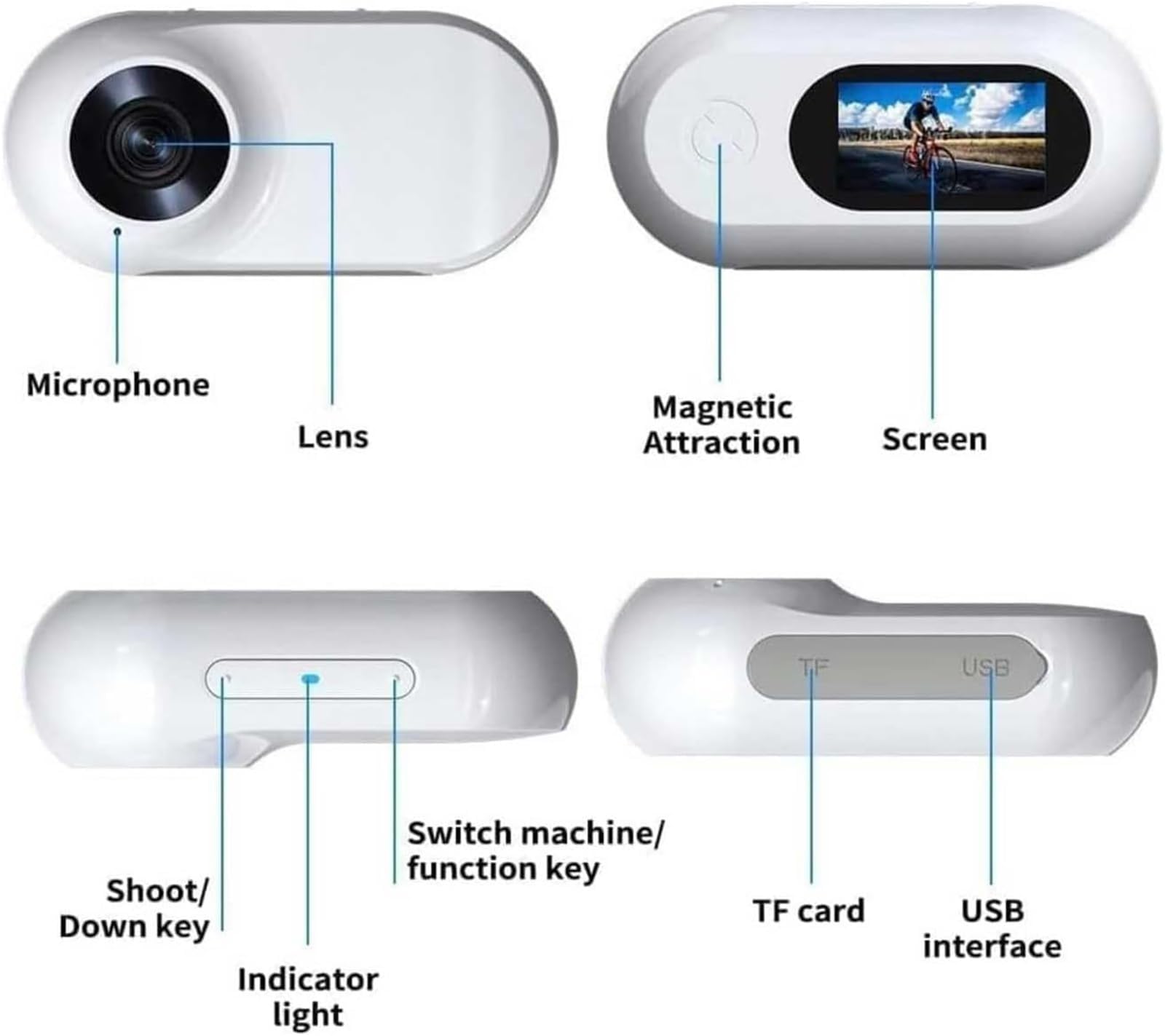 Cat Cam Pro 2.0 Caméra Portable HD 1080p Étanche pour Animaux de Compagnie avec Enregistrement Vidéo et Suivi pour Chats, Mini Caméra Sport sans Fil (Noir, 64 Go)