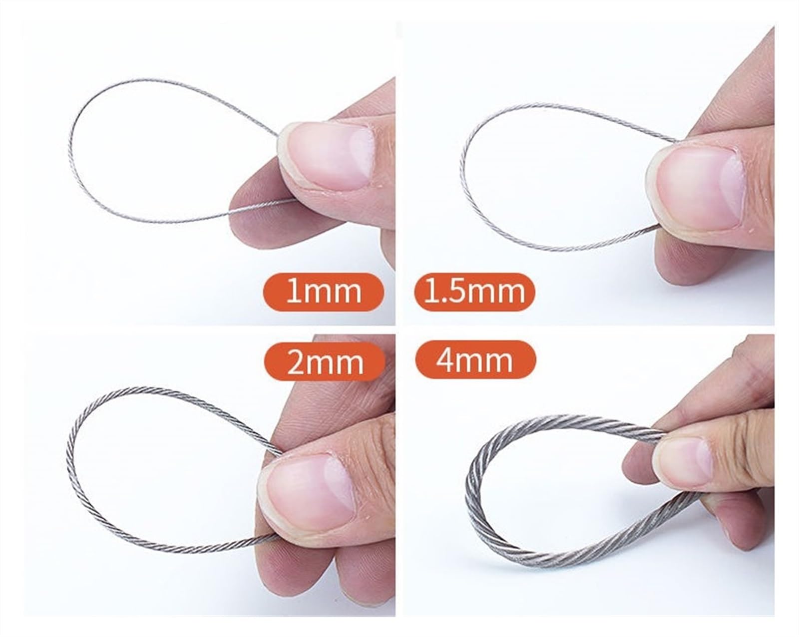 Fune Metallica 1,5-5mm 1kg, 10-110m, 7x7 o 7x19 304 cavo in acciaio inox corda per pesca più morbida cavo cavo stendibiancheria sollevamento fili di acciaio Cavo Acciaio (Size : 2MM 7X19)