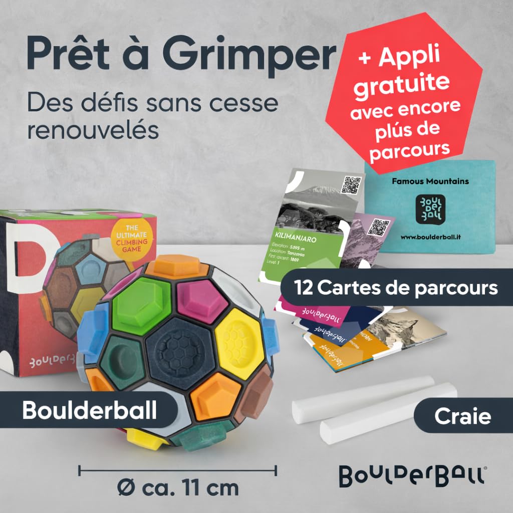 BOULDERBALL Basic - Balle à Grimper 3D, nouveauté Mondiale, Grimper dans Un Espace réduit - Concentration, Créativité, Habileté