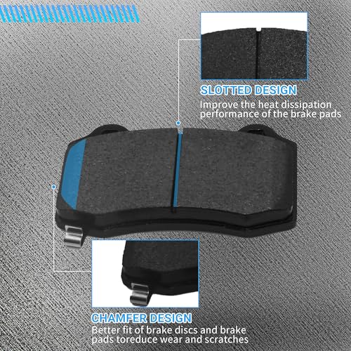 Image of Brake Pads Rear Set Compatible with Cadillac CTS STS, Chevy Camaro, Chrysler 300, Dodge Challenger Charger Magnum, Tesla S X Automotive Replacement Rear Brakes Semi-Metallic D1270