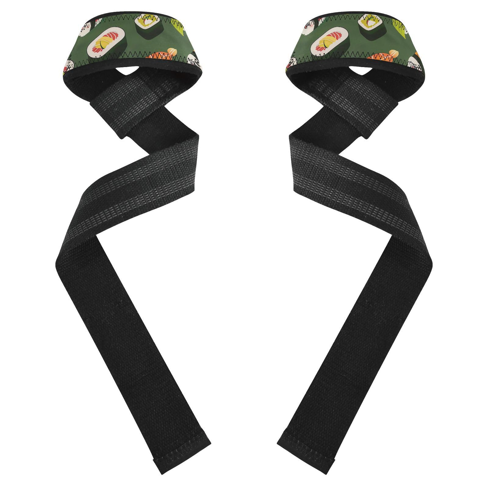 Nander Cute Little Sushi Wrist Straps for Weightlifting,Lifting Straps with Neoprene Cushioned Wrist Padded and Anti-Skid Silicone for Strength Training,Bodybuilding,Deadlifting