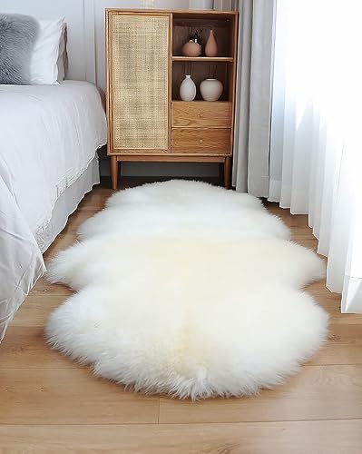 Vista 16 de HUAHOO Alfombra de oveja auténtica de alta calidad, piel de oveja australiana, esponjosa, de lujo, natural, de piel de cordero esponjosa