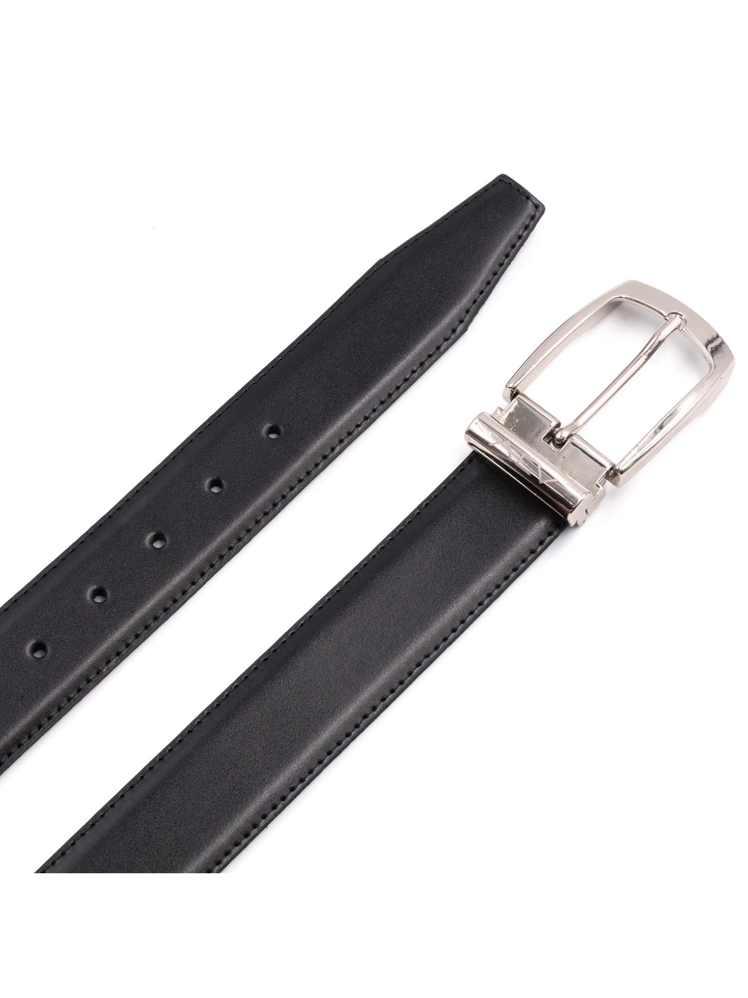 ALV by Alviero Martini Cintura Hombre ALV Alviero Martini Piel Negra Hebilla Plateada Made in Italy Black and Dark Brown 110-125