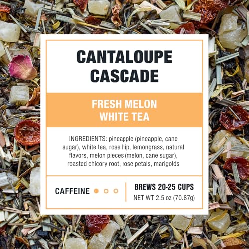 Image of Tiesta Tea - Cantaloupe Cascade Tea, Loose Leaf, Fresh Melon White Tea, Premium Low Caffeine Tea Blend, Make Hot or Iced & Up to 25 Cups, 2.5 oz Resealable Pouch