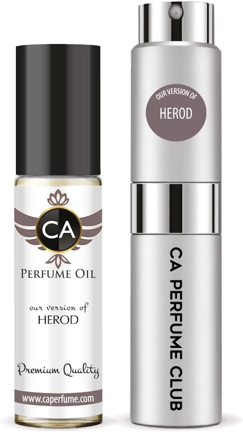 CA Perfume Duo Impression of Herod For Men Perfume Layering Set Mens Cologne Long Lasting Travel Size EDP + Body Oil Roll-On Bottle 0.27 Fl Oz+0.33 Fl Oz