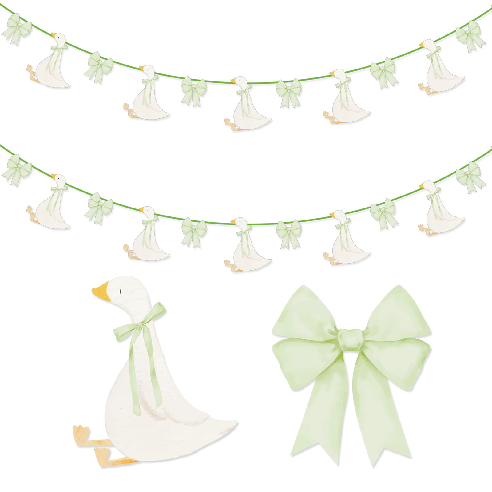 TaoBary 2 Set Silly Goose Baby Shower Decorations Bow Silly Goose Birthday Banner Garland for Animal Farm Party Decorations
