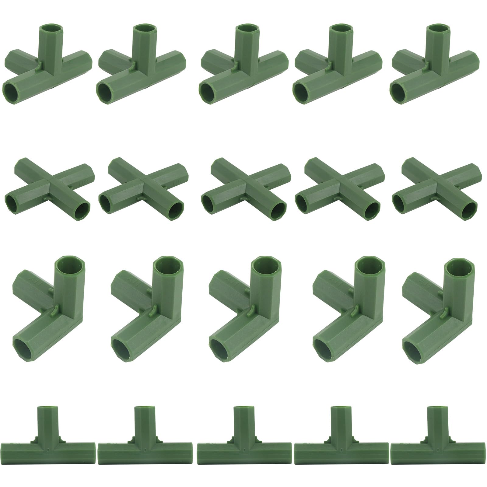 4 Types Greenhouse Frame Connector, 20 PCS 11MM Stable Support Heavy Duty Plastic Greenhouse Frame Building Connector for Garden Framework Sunscreen Shed Fruit Cages Netting Frames Fencing