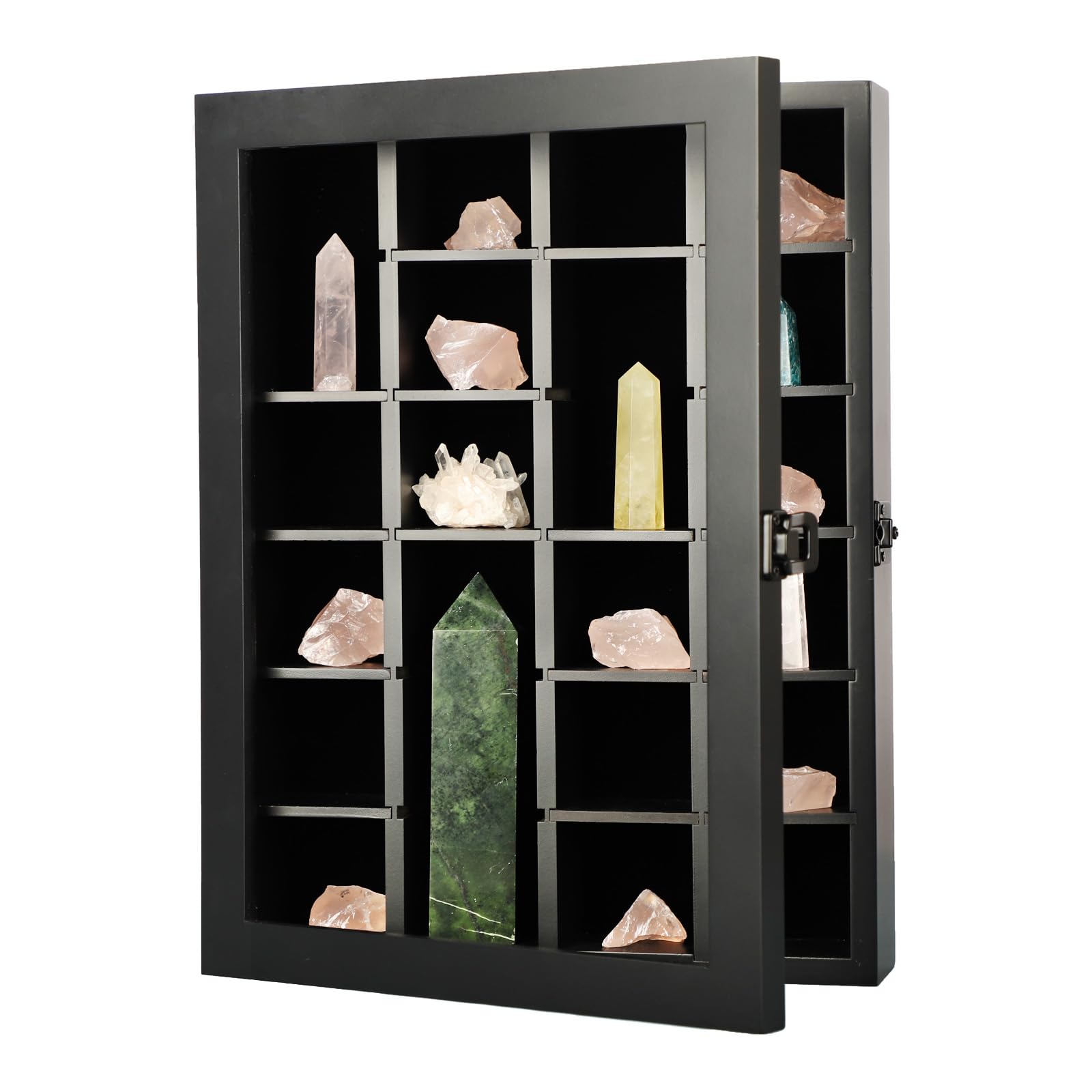 GUSHBIN Arrowhead Display Case - Wooden Shadow Box With Removable Shelves For Collectibles & Memorabilia - View #9