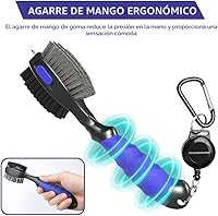 Vista 5 de THIODOON 2 Pack Golf Club Brushes and Groove Cleaner 2 ft Retractable Zipline Carabiner Golf Brush Head with Retractable Spike Comfortable Grip Golf