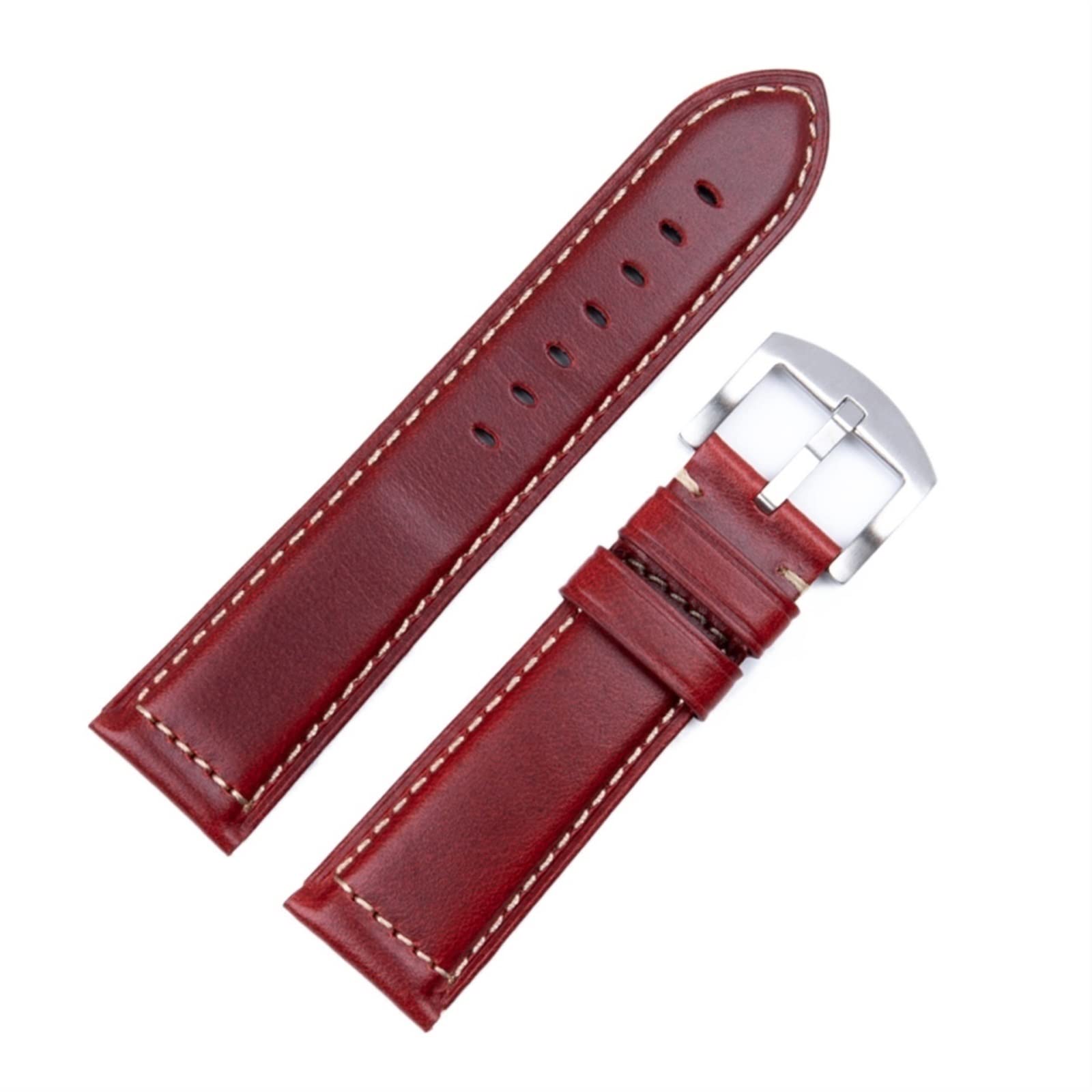 Correa de reloj de cuero italiano encerado de 22mm EZZON estilo retro ágata 8