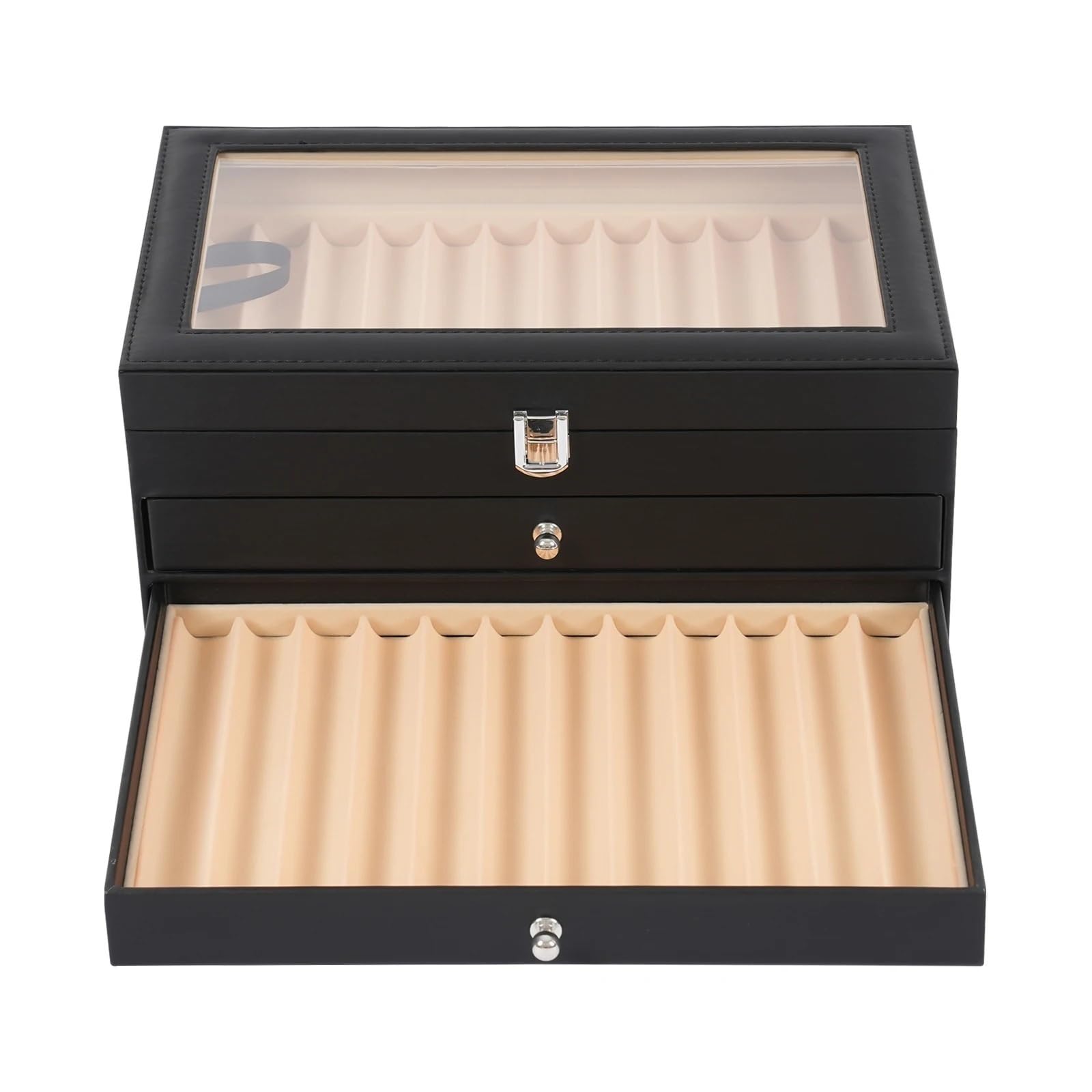 Ubohuz One Color Pen Display Case 36 Slot Fountain Pen Holder Leather Display Case Organizer Collector Storage Box For Storing Pens