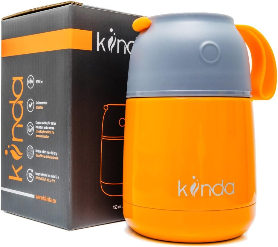 Vacuum Insulated Stainless Steel Food Flask - 15.2oz | BPA Free | Storage Container for Hot/Cold Food | Perfect for babys and kids, travel, camping and hiking